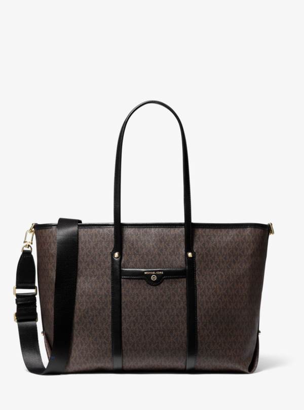 Damske Prenosná Taška Michael Kors Beck Large Logo Hnede - Kabelky Michael Kors Vypredaj | WJATS-1953
